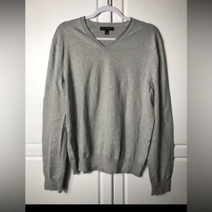 Banana Republic Long Sleeve V-neck Sweater Grey Silk Blend Sz Large